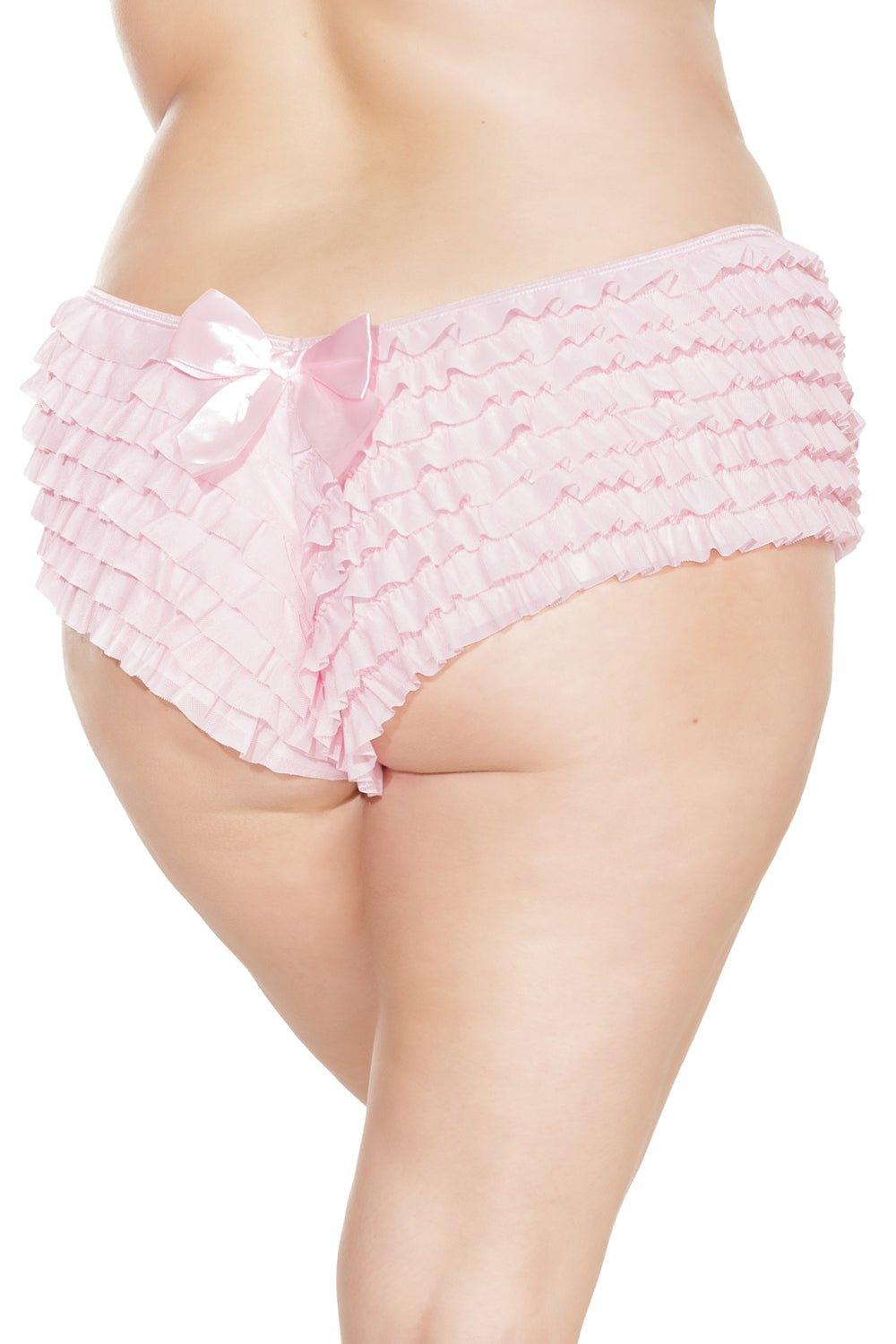 Ruffle Shorts with Back Bow Detail (114) - 114-PNK-OS - Love it Curvy