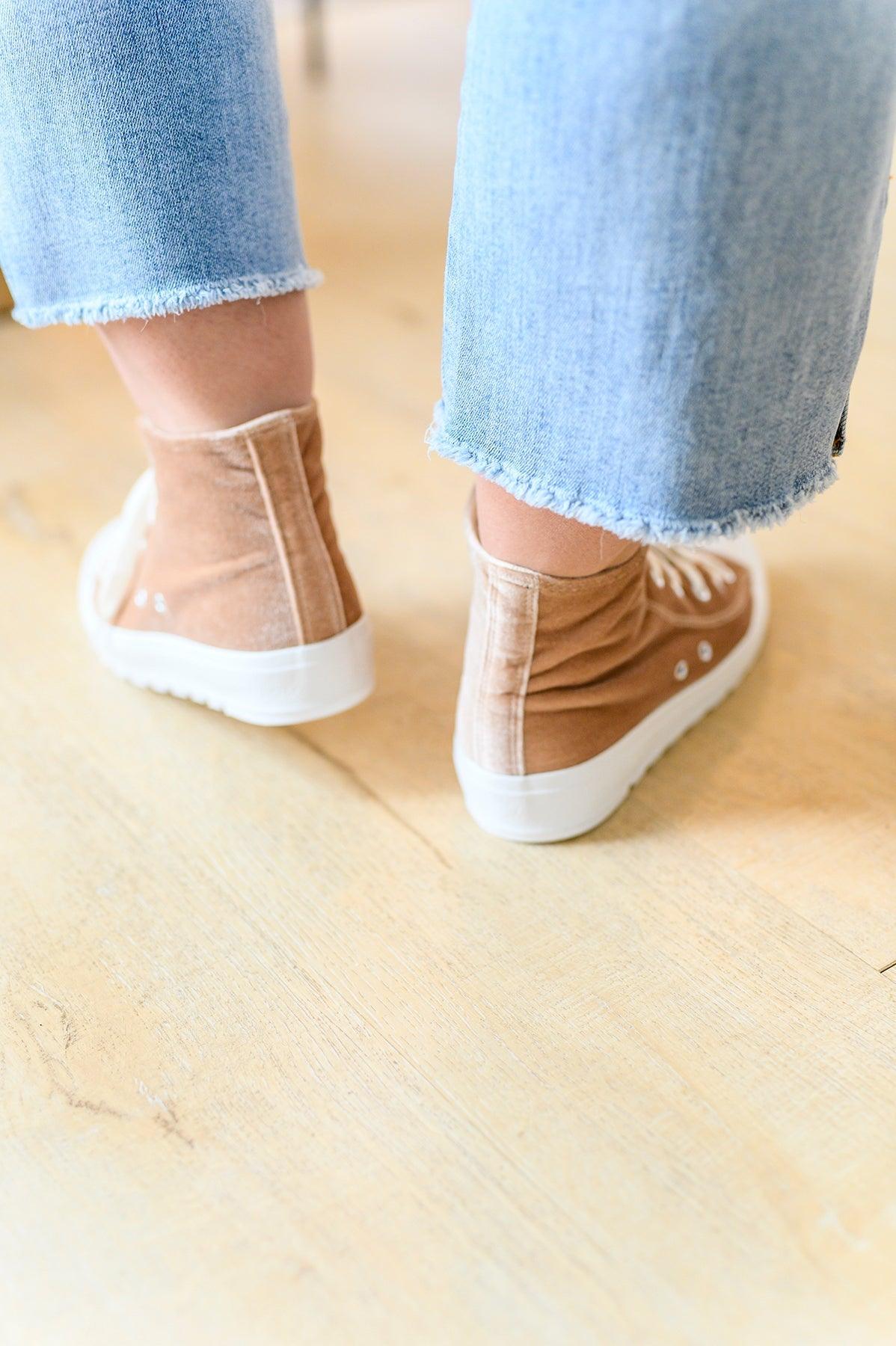 Run Me Down Velvet High Tops in Tan - AS5588-01 - Love it Curvy