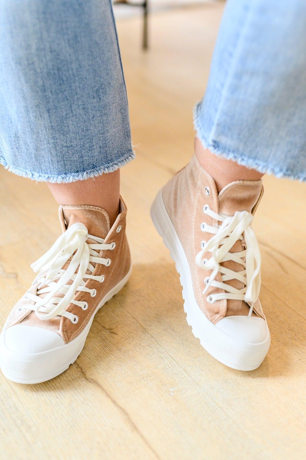 Run Me Down Velvet High Tops in Tan - AS5588-01 - Love it Curvy