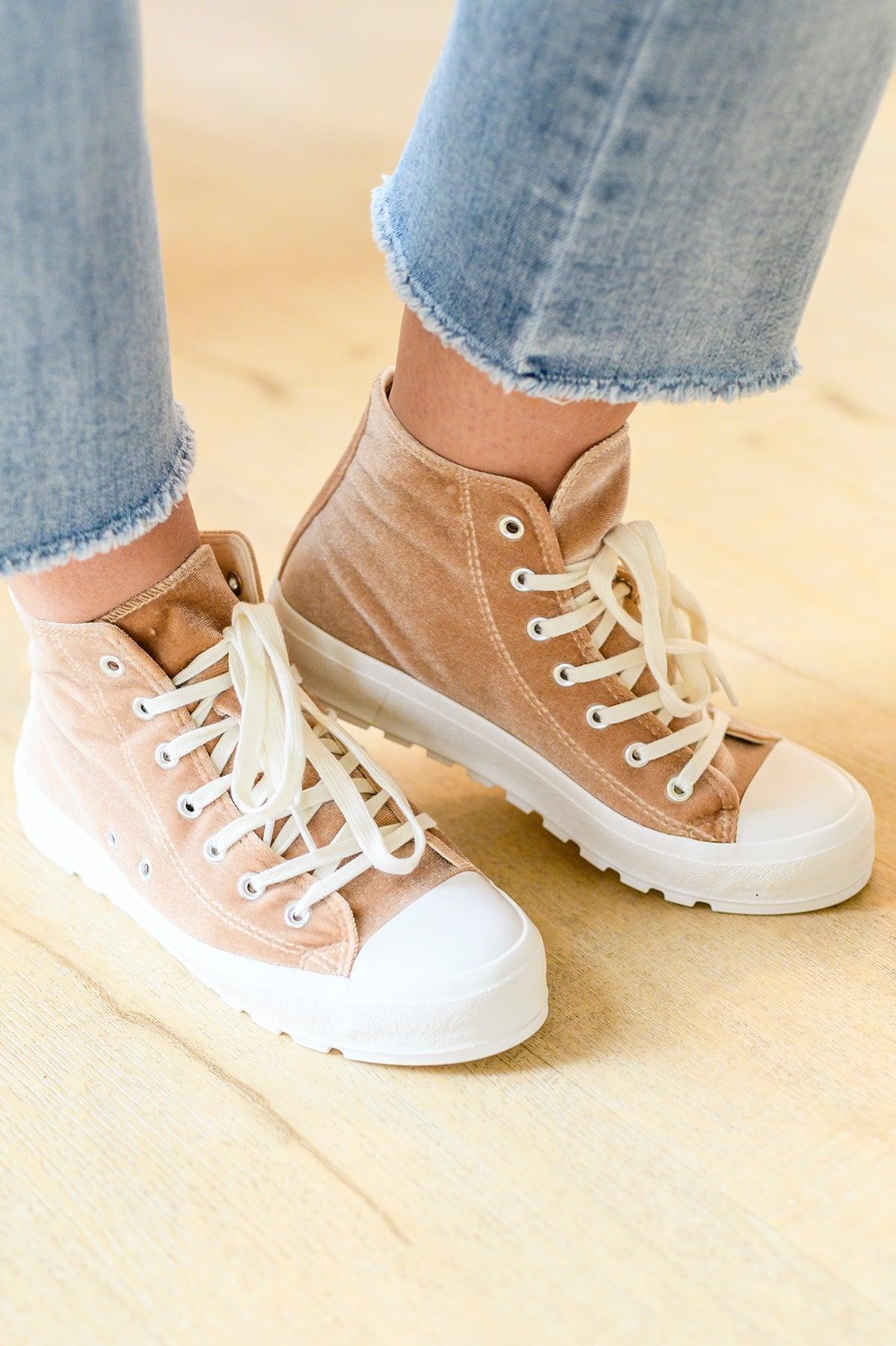 Run Me Down Velvet High Tops in Tan - AS5588-01 - Love it Curvy