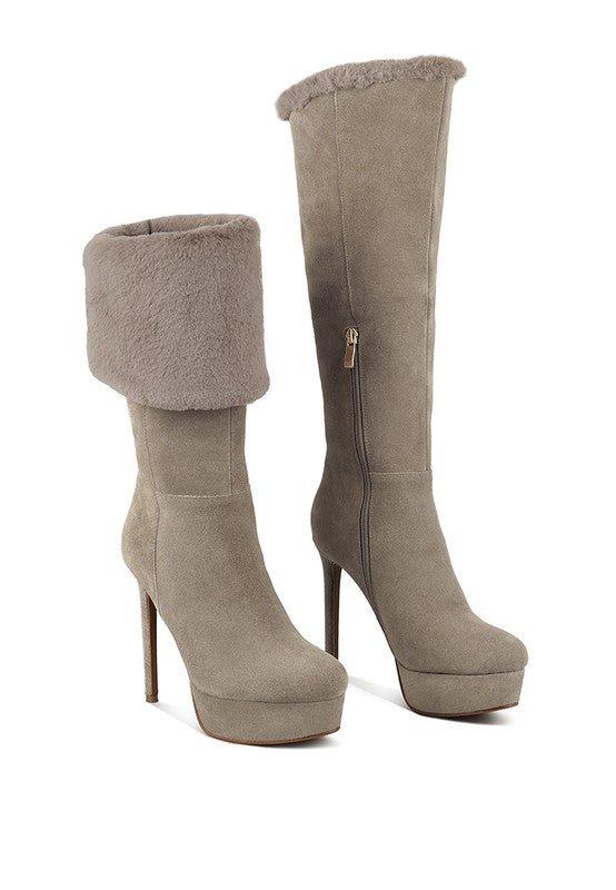 SALDANA Convertible Suede Leather High Boots - 2000001817106 - Love it Curvy