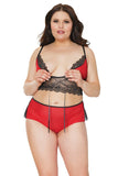 Scarlet Keyhole Cami & Cheeky Panty Set (21321) - 21321-RED-OSXL - Love it Curvy