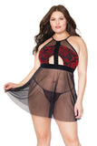 Scarlet Mystique Babydoll with Adjustable G-string (20308) - 20308-RED-OSXL - Love it Curvy