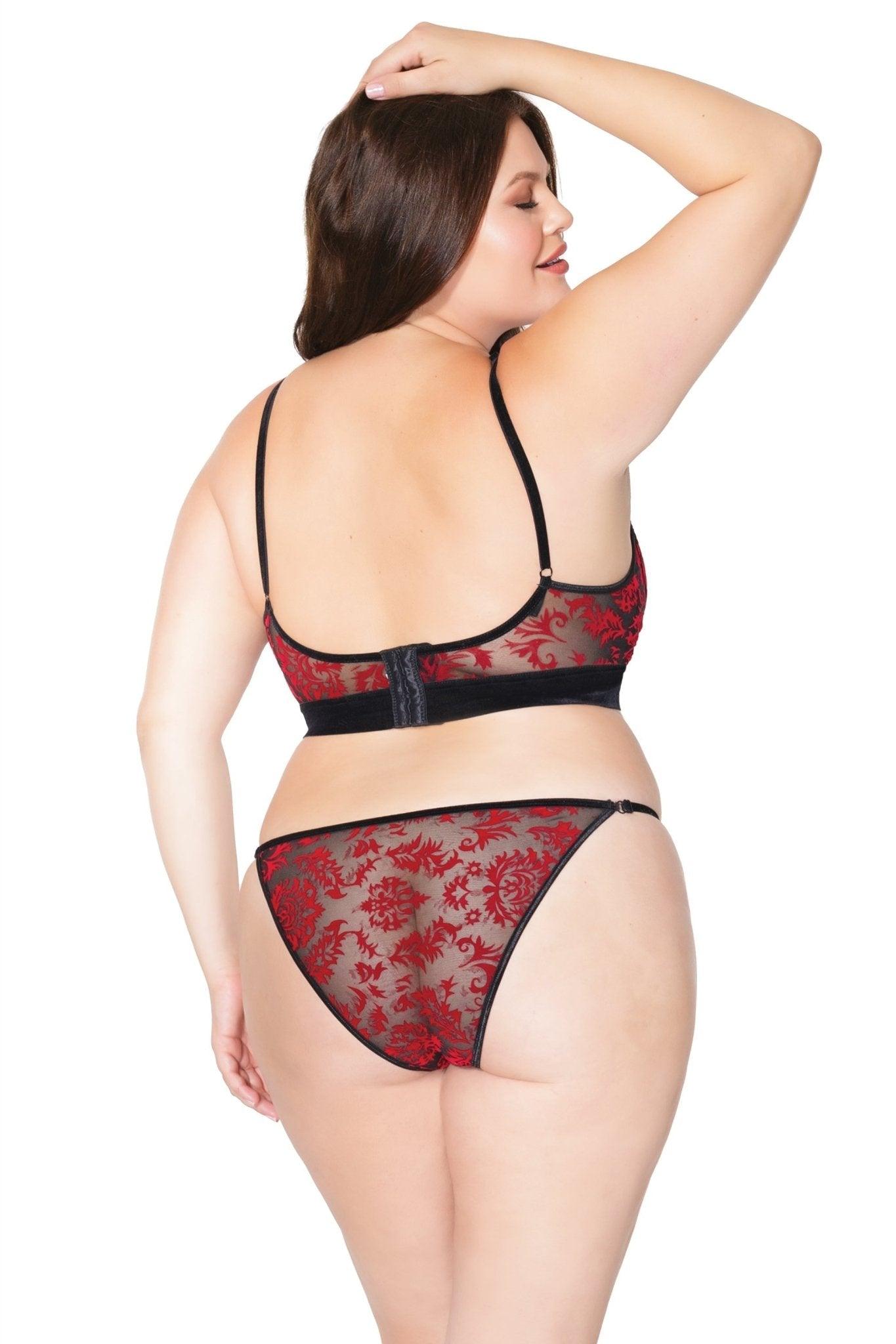 Scarlet Mystique Bra and Panty Set (20307) - 20307-RED-OSXL - Love it Curvy