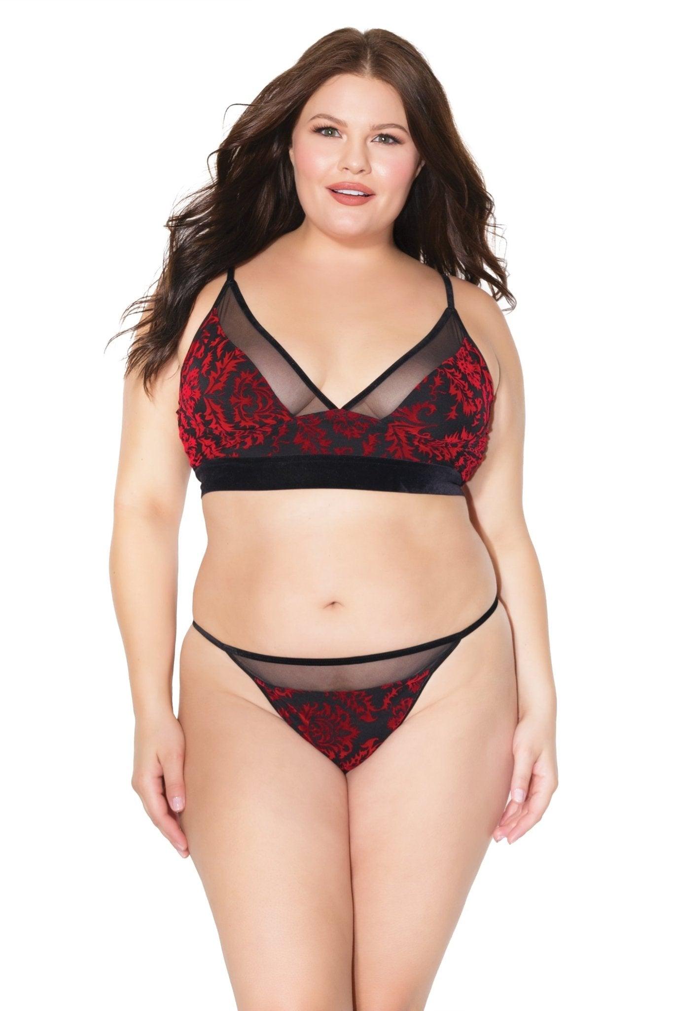 Scarlet Mystique Bra and Panty Set (20307) - 20307-RED-OSXL - Love it Curvy