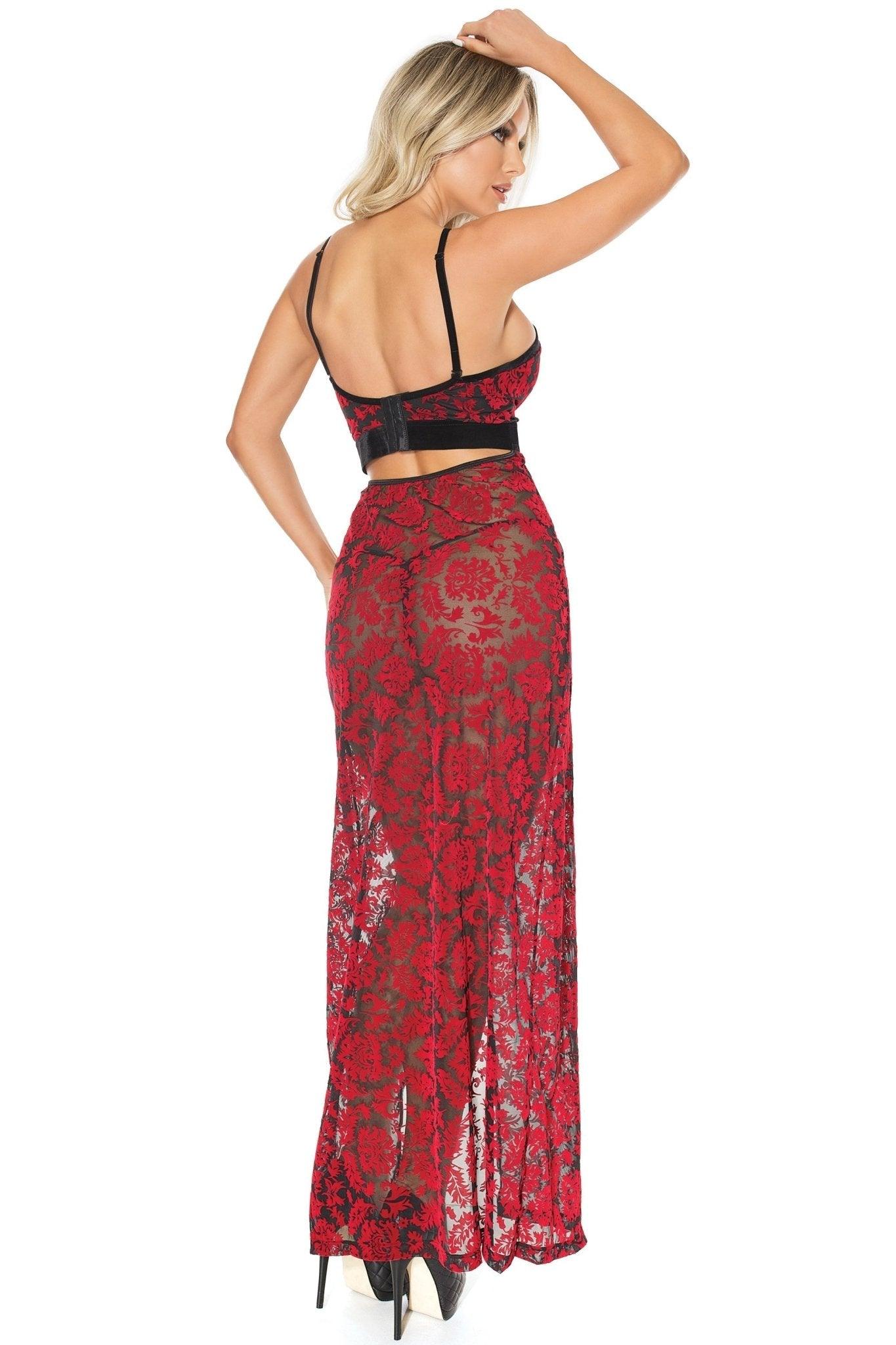 Scarlet Mystique Halter Gown with Detachable Straps (20305) - 20305-RED-OS - Love it Curvy