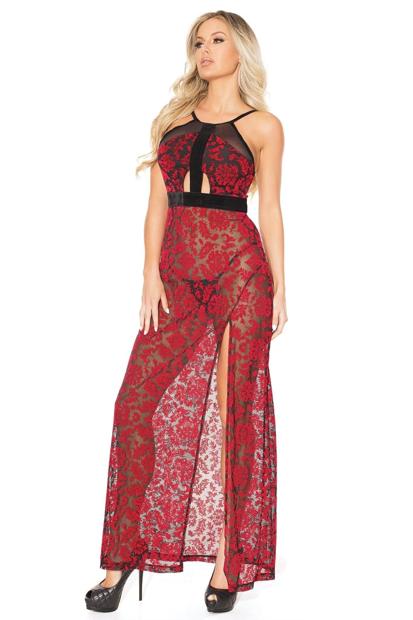 Scarlet Mystique Halter Gown with Detachable Straps (20305) - 20305-RED-OS - Love it Curvy