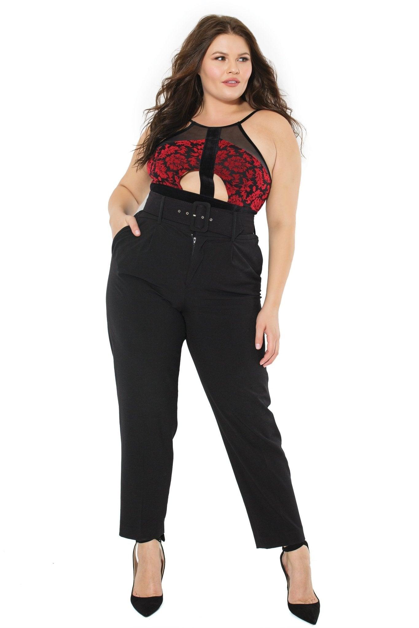 Scarlet Mystique Teddy with Adjustable Straps (20306) - 20306-RED-OSXL - Love it Curvy