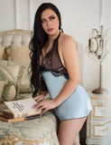 Sexy Deep V Neck Backless Blue Lingerie Dress Lingerie Set - R81149P-1128-LUVC - Love it Curvy