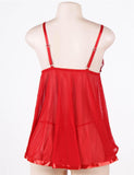 Sexy Rhinestone Red Lace Plus Size See-through Nightdress - E20736P-1 - Love it Curvy