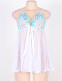 Sexy Rhinestone See-through White Plus Size Nightdress - E20732P-1 - Love it Curvy