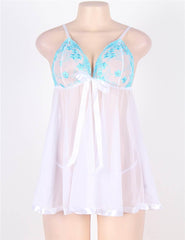 Sexy Rhinestone See-through White Plus Size Nightdress - E20732P-1 - Love it Curvy