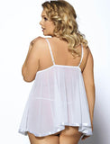 Sexy Rhinestone See-through White Plus Size Nightdress - E20732P-1 - Love it Curvy