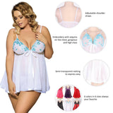 Sexy Rhinestone See-through White Plus Size Nightdress - E20732P-1 - Love it Curvy