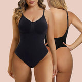 SHAPERX Low Back Tummy Control Bodysuit Seamless Sculpting Thong Body Shaper - SZ5266-Black-L/XL - Love it Curvy