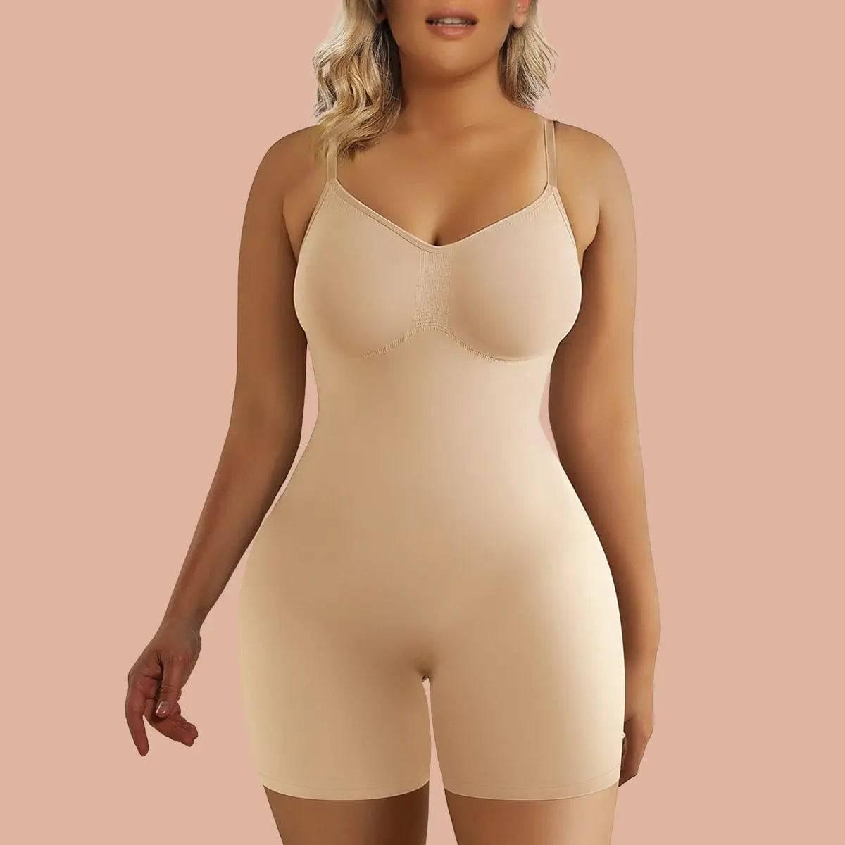 SHAPERX Seamless Full Body Tummy Control Bodysuit Shapewear - SZ5218-Beige-L/XL - Love it Curvy