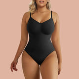 SHAPERX Tummy Control Shapewear Adjustable Straps Seamless Thong Body Shaper - SZ5215-Black-L/XL - Love it Curvy