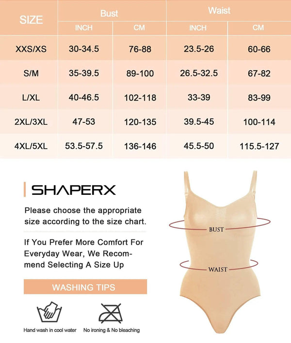 SHAPERX Tummy Control Shapewear Adjustable Straps Seamless Thong Body Shaper - Love it Curvy