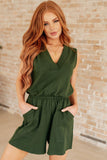 Sleeveless V-Neck Romper in Army Green - AS6305-01 - Love it Curvy