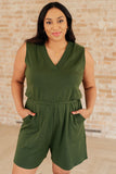 Sleeveless V-Neck Romper in Army Green - AS6305-01 - Love it Curvy