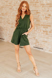 Sleeveless V-Neck Romper in Army Green - AS6305-01 - Love it Curvy