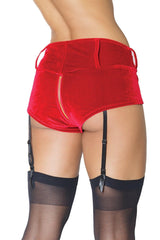 Stretch Velvet Booty Shorts (21325) - 21325-RED-OS - Love it Curvy