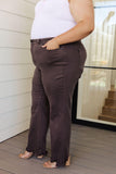 Sybil High Rise Frayed Hem 90's Straight Jeans in Brown - AS6678-01 - Love it Curvy