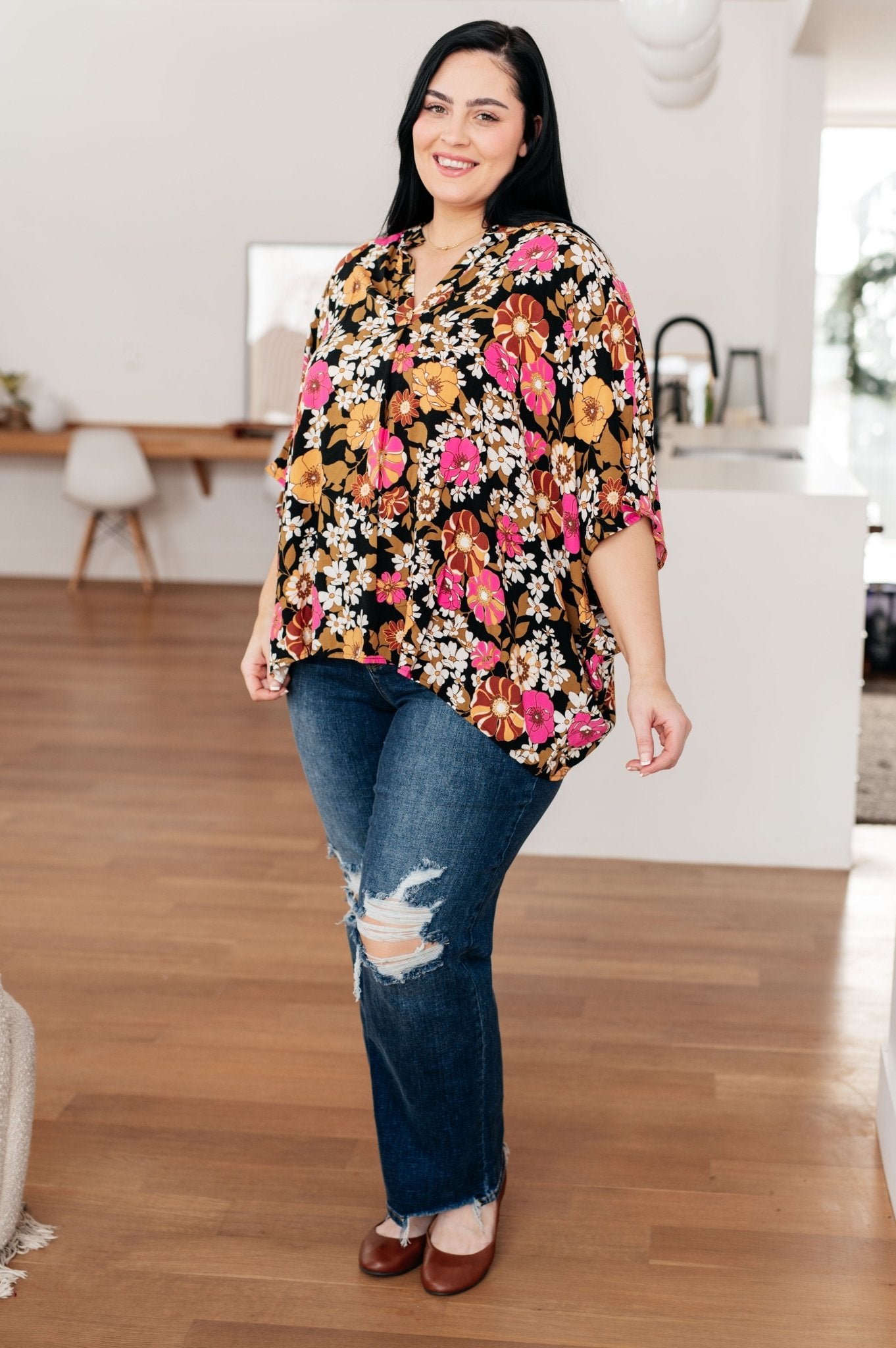 Take Another Chance Floral Print Top - AS7724-01 - Love it Curvy