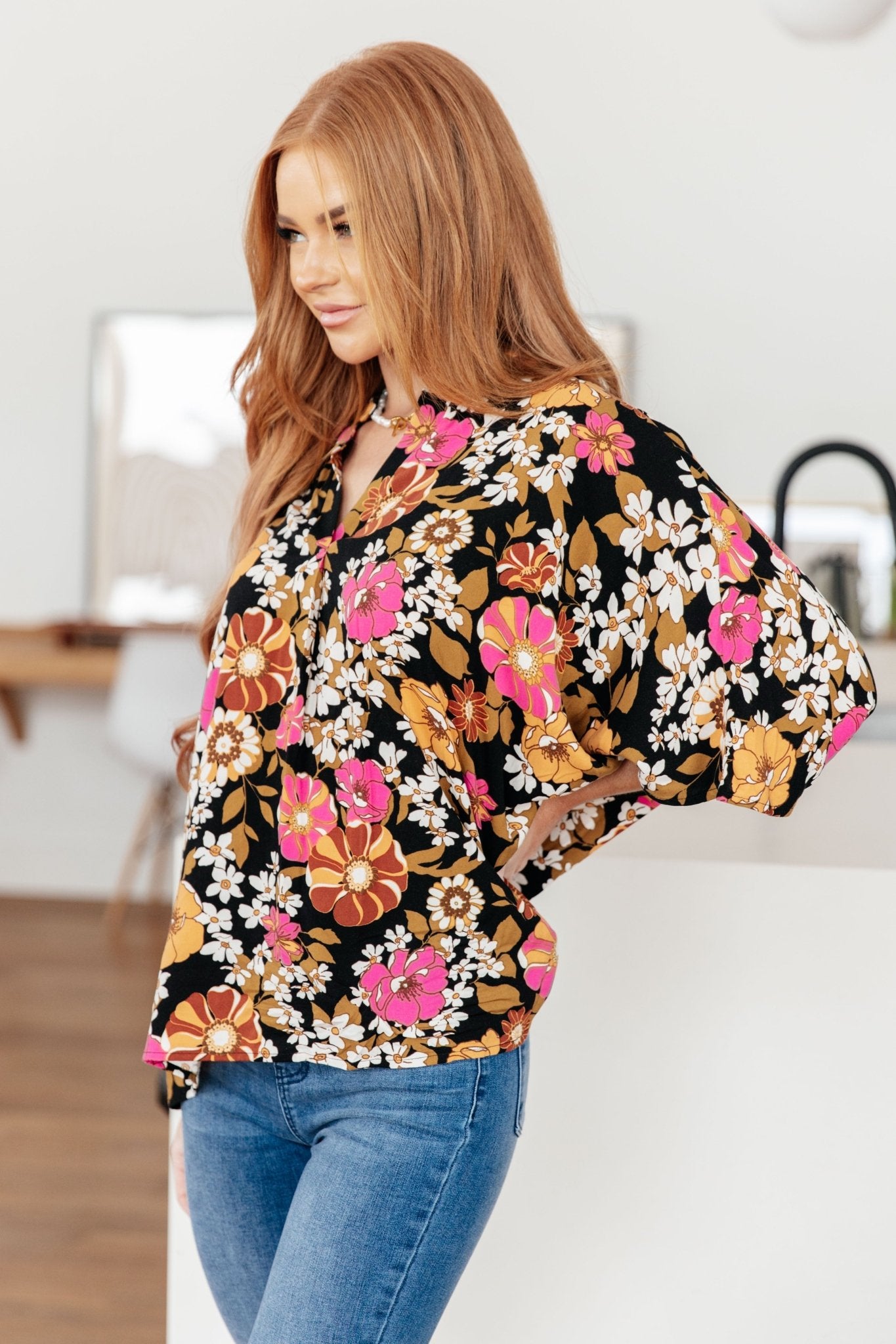 Take Another Chance Floral Print Top - AS7724-01 - Love it Curvy