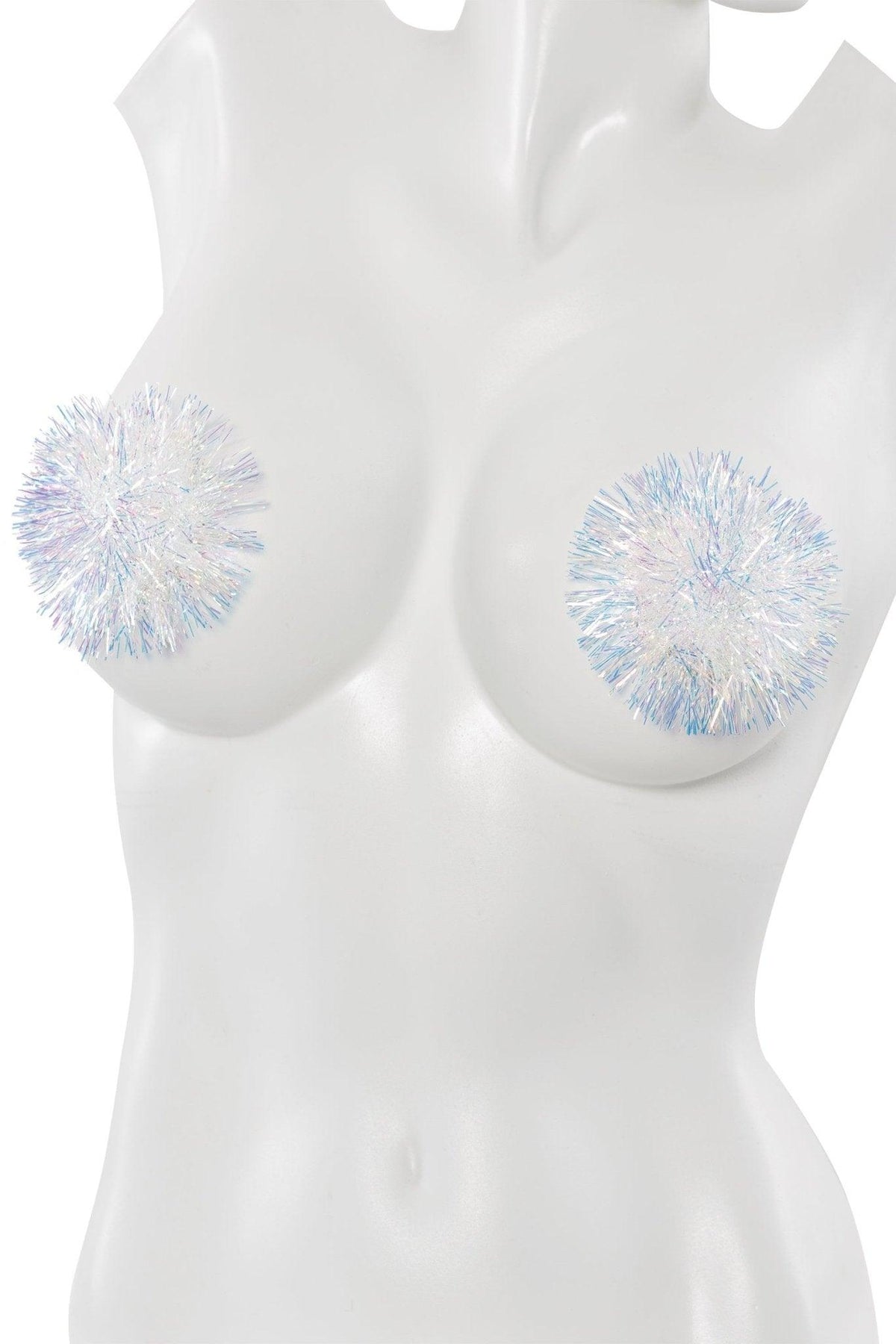 Tinsel covered pasties (20329) - 20329-WHT-OS - Love it Curvy