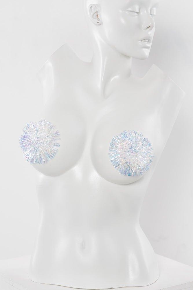 Tinsel covered pasties (20329) - 20329-WHT-OS - Love it Curvy