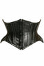 Top Drawer Black Faux Leather Double Steel Boned Curvy Cut Waist Cincher - Love it Curvy