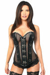 Top Drawer Faux Leather & Fishnet Steel Boned Corset - Love it Curvy