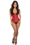 Top Drawer Red Faux Leather & Fishnet Steel Boned Under Bust Corset - Love it Curvy