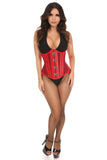 Top Drawer Red Faux Leather & Fishnet Steel Boned Under Bust Corset - TD-1436-S - Love it Curvy