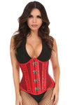 Top Drawer Red Faux Leather & Fishnet Steel Boned Under Bust Corset - Love it Curvy