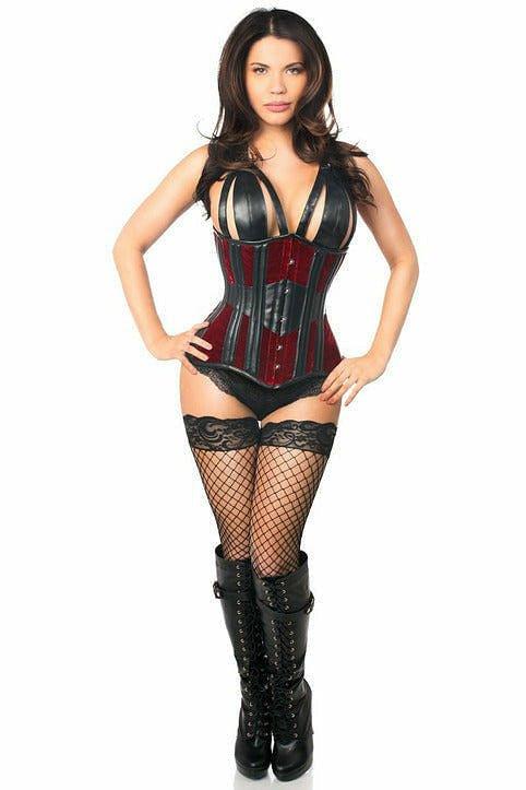 Top Drawer Red Velvet Steel Boned Underbust Corset - TD-500-S - Love it Curvy