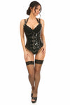 Top Drawer Steel Boned Black Patent PVC Vinyl Underbust Corset Top - Love it Curvy