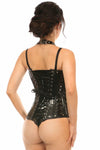 Top Drawer Steel Boned Black Patent PVC Vinyl Underbust Corset Top - Love it Curvy