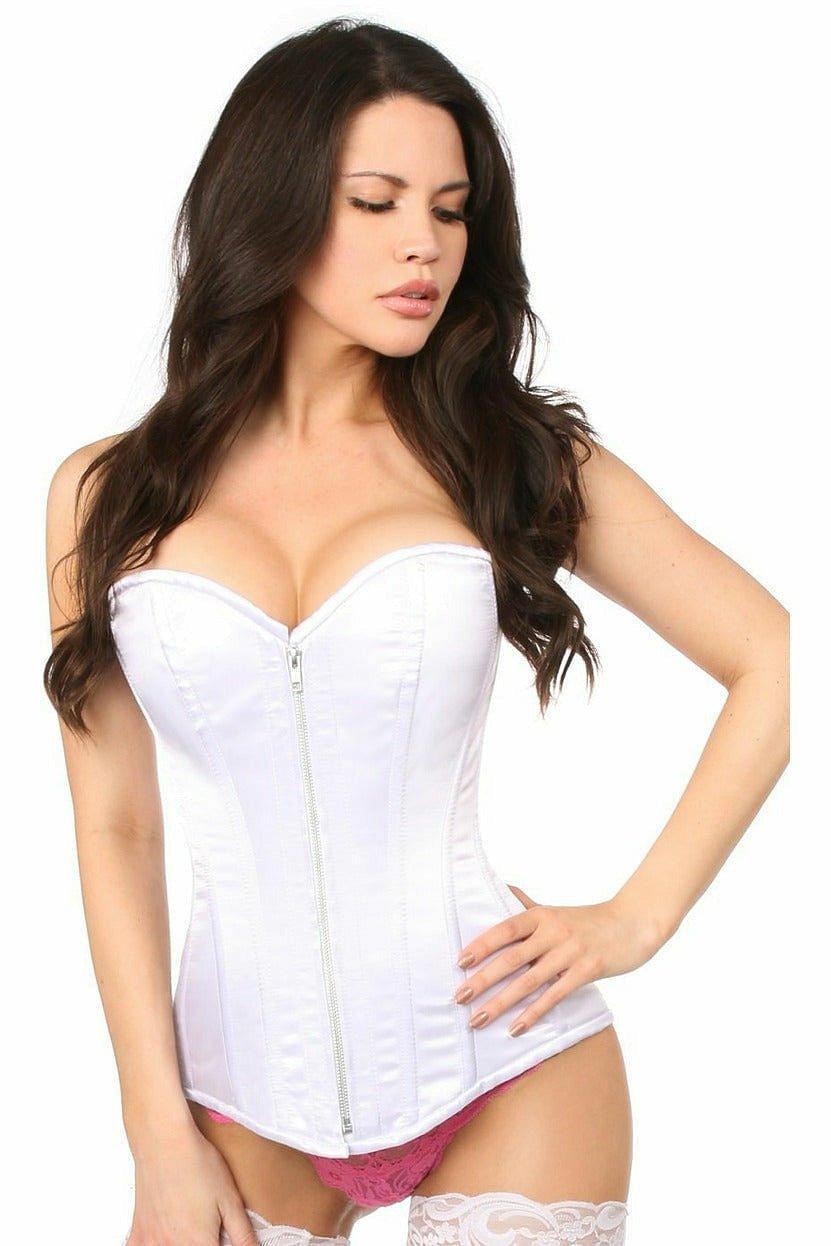 Top Drawer White Satin Steel Boned Corset - Love it Curvy