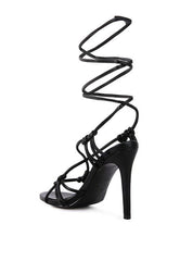 TRIXY KNOT LACE UP HIGH HEELED SANDAL - 2000001001909 - Love it Curvy