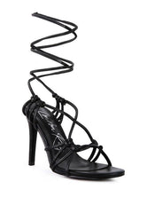 TRIXY KNOT LACE UP HIGH HEELED SANDAL - 2000001001909 - Love it Curvy