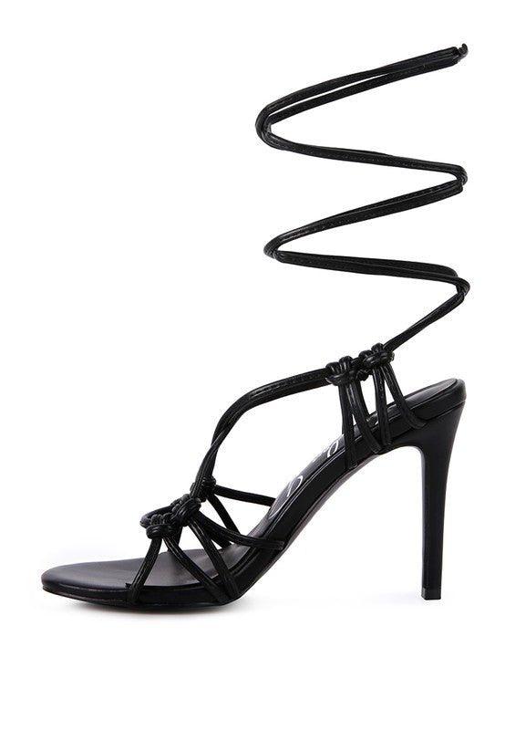 TRIXY KNOT LACE UP HIGH HEELED SANDAL - 2000001001909 - Love it Curvy