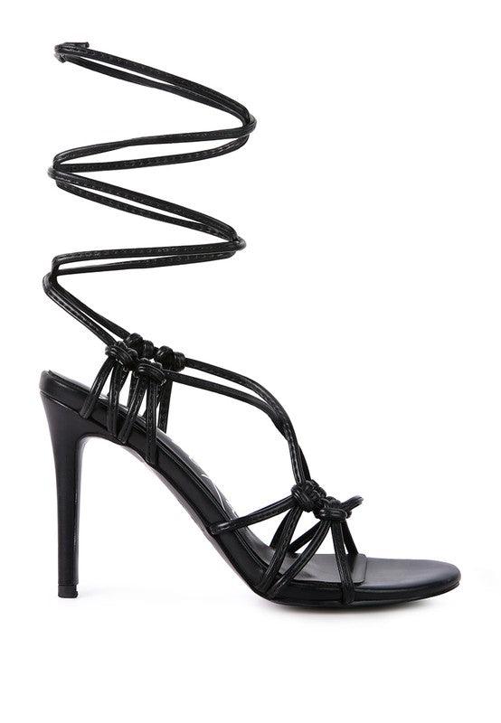 TRIXY KNOT LACE UP HIGH HEELED SANDAL - 2000001001909 - Love it Curvy