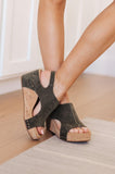 Walk This Way Wedge Sandals in Olive Suede - AS6873-01 - Love it Curvy