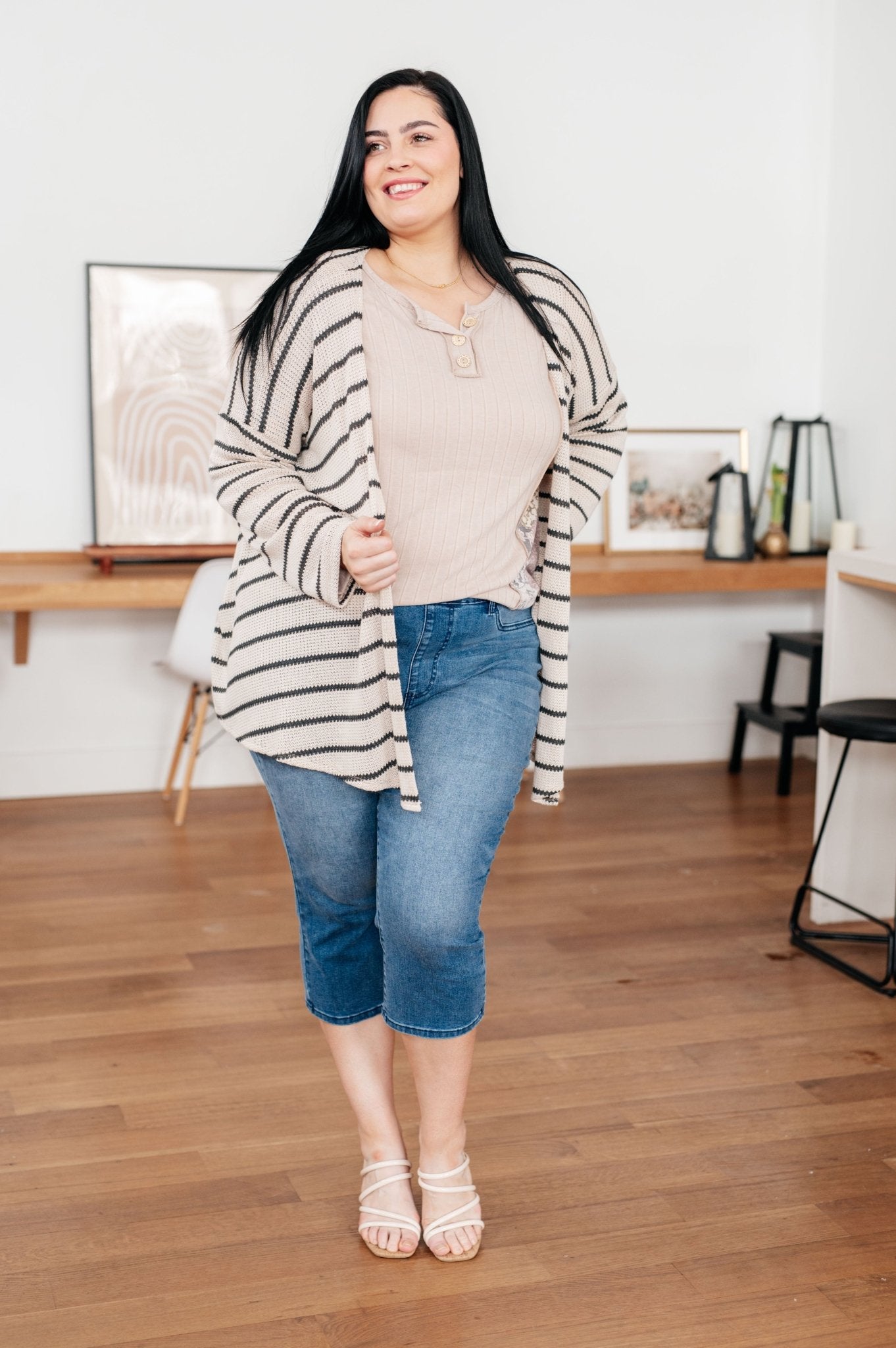 Weekend Adventure Striped Longline Cardigan - AS7721-01 - Love it Curvy