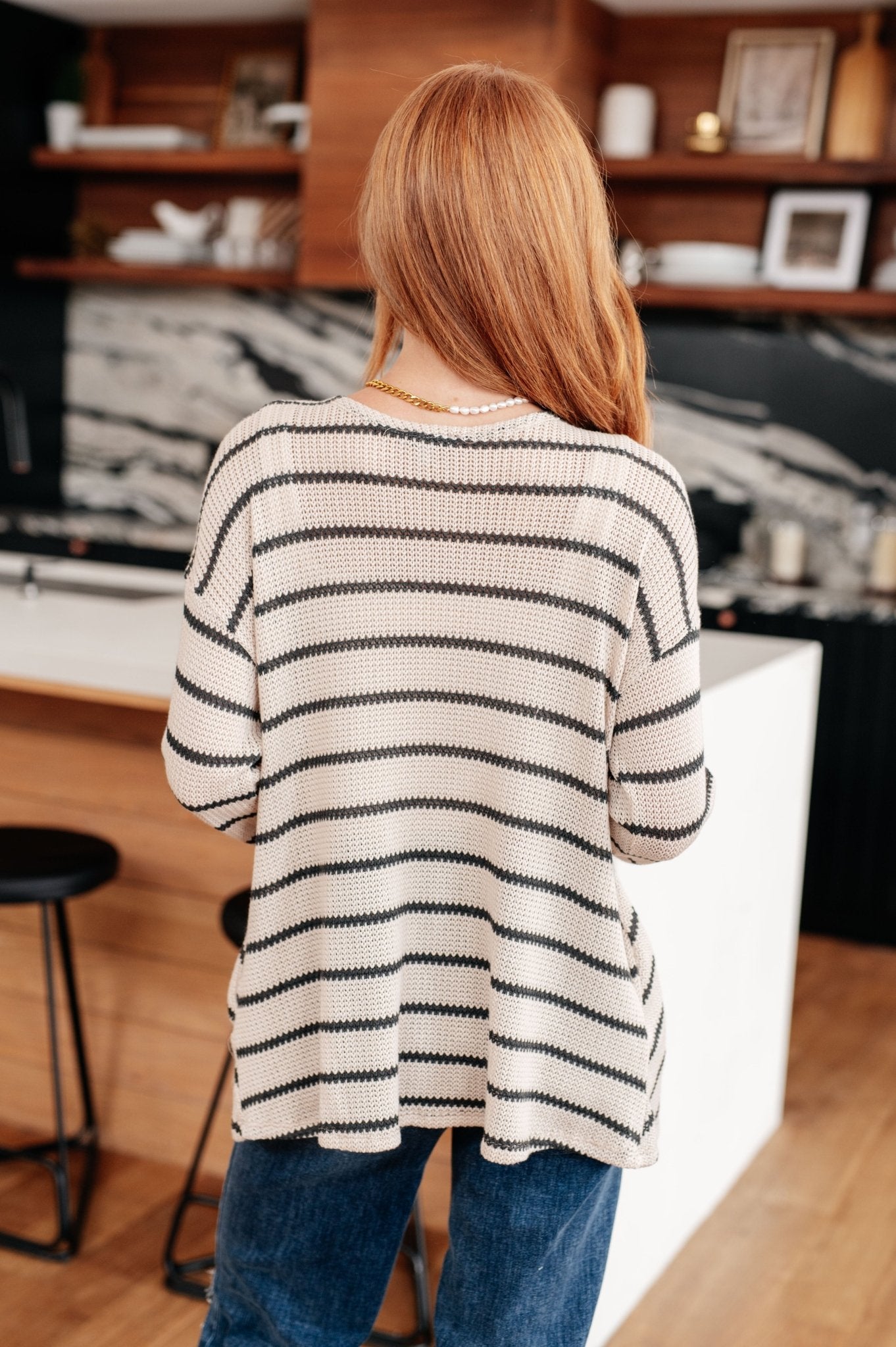 Weekend Adventure Striped Longline Cardigan - AS7721-01 - Love it Curvy