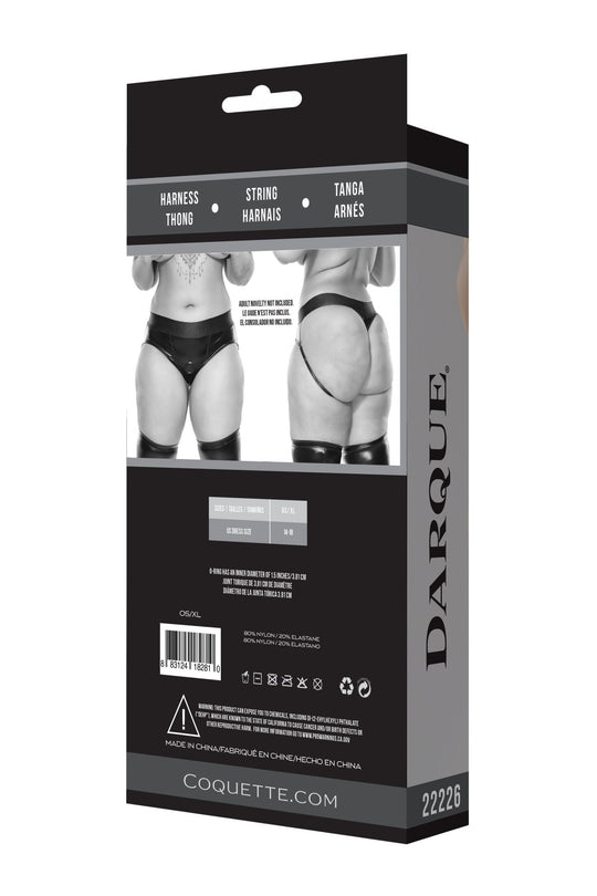 Wet Look Harness Thong (22226) - 22226-BLK-OS - Love it Curvy