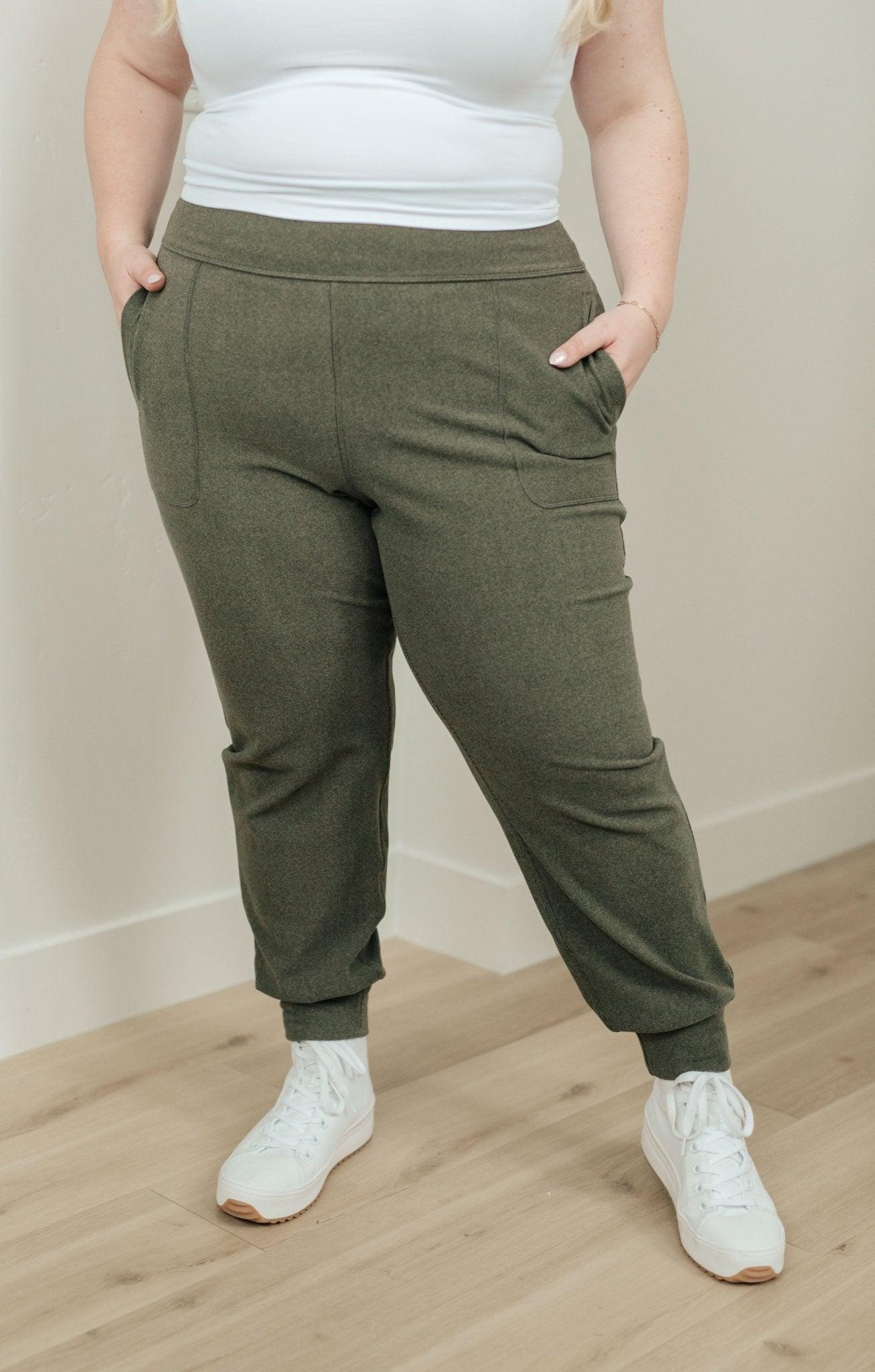 Where Are You High Rise Joggers in Olive - AS7537-01 - Love it Curvy